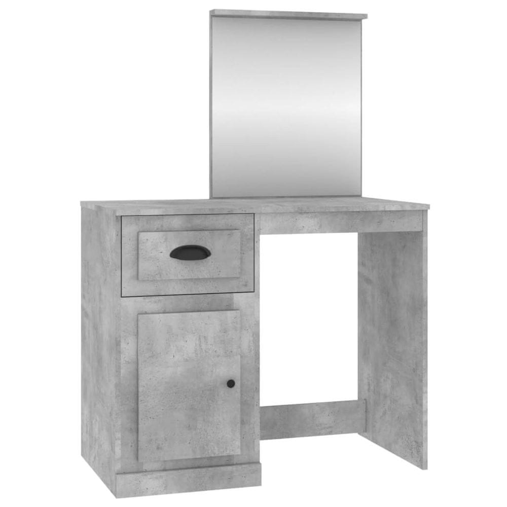 Vidaxl Toaletný stolík so zrkadlom betónový sivý 90x50x132,5 cm drevo